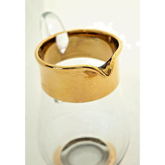 CREAMER PITCHER-Small Vase-Clear-Gold Trim-Unique-Table or Decor - Picture 3 of 6